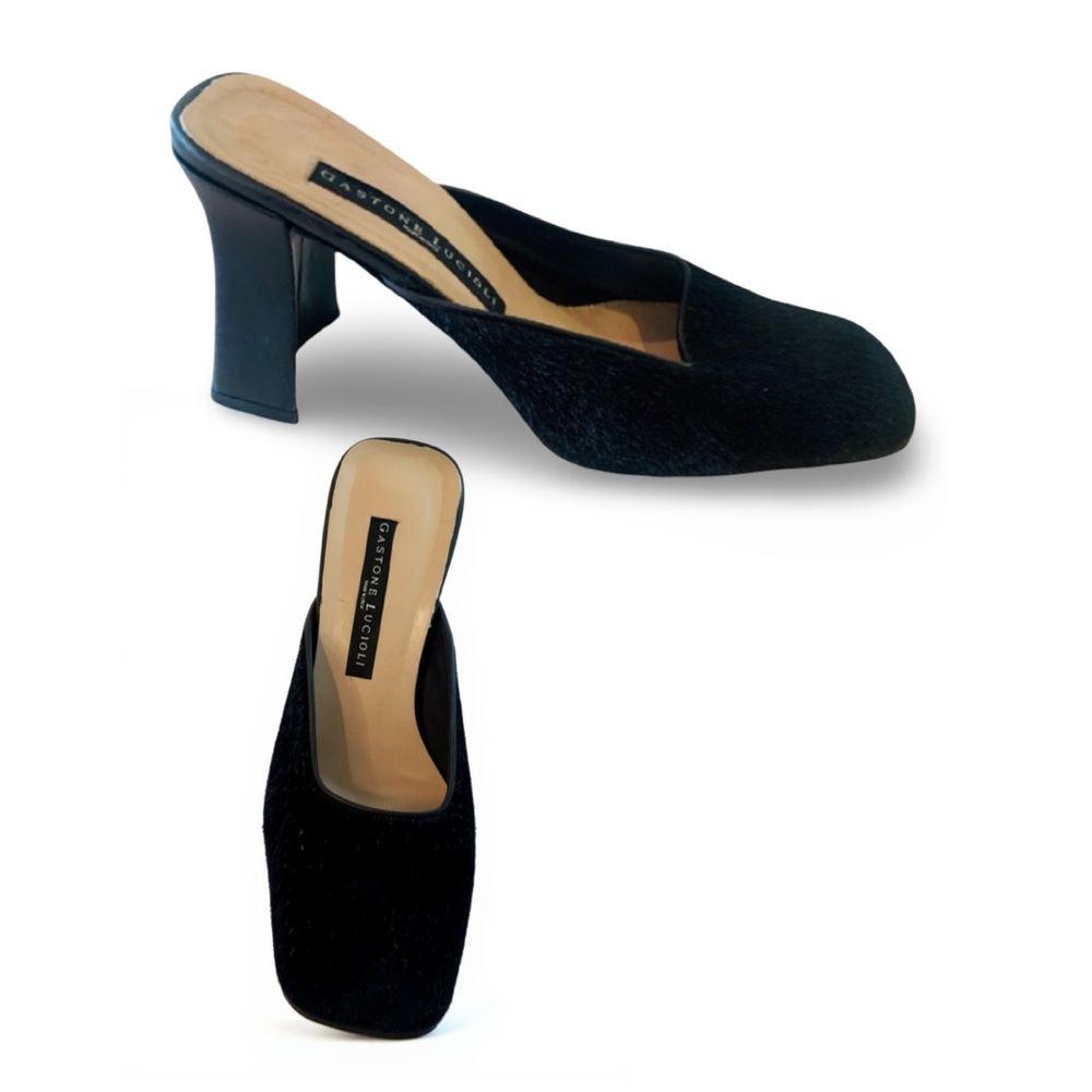 Gastone Lucioli black pony mules